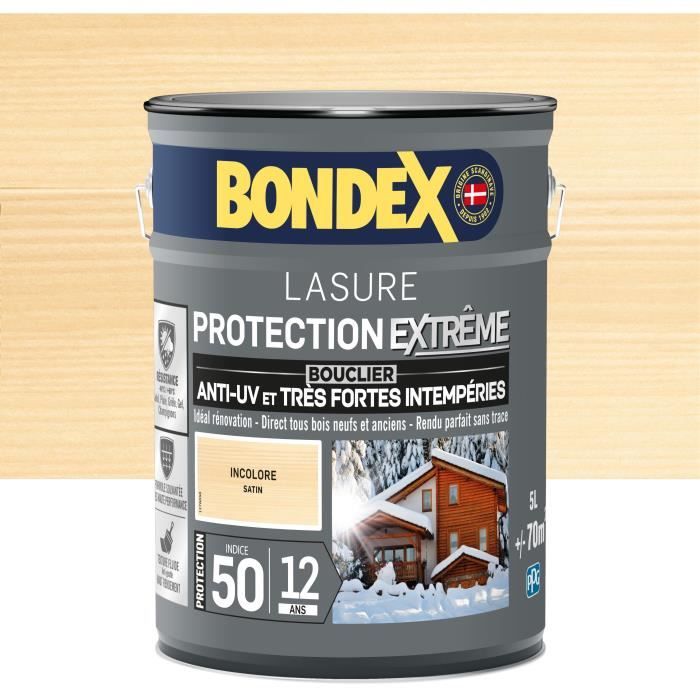 Lasure pour bois protection extrême 12 ans incolore 5L Bondex