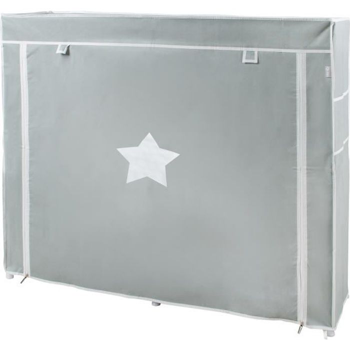 ROBA Armoire de Rangement en Tissu -Little Stars- 108 cm - pour Chambre Bébé - Gris
