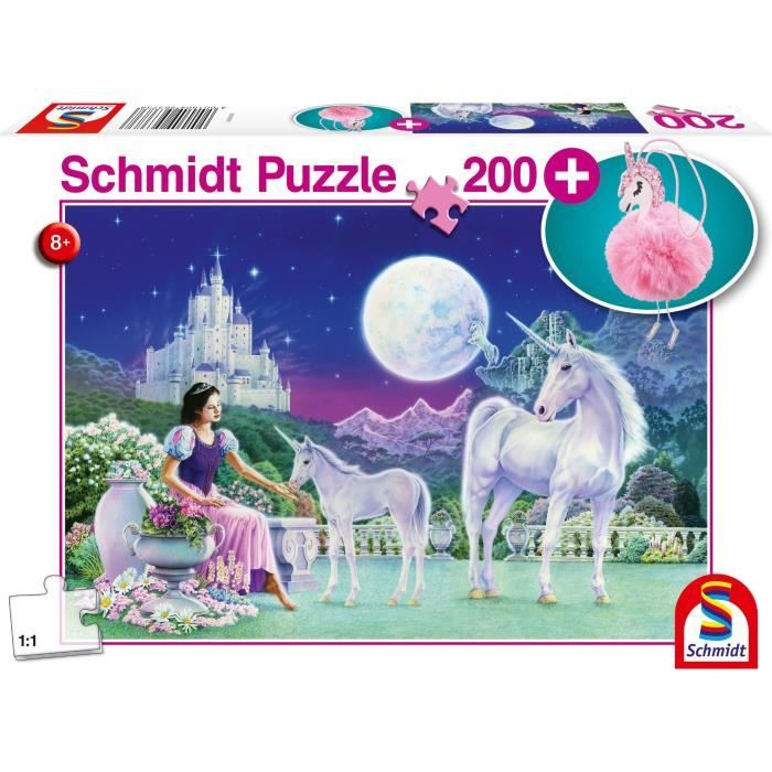 Puzzle - Avec porte-clé peluche - SCHMIDT SPIELE - Licorne - 200 pièces