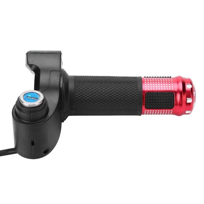 VINGVO accélérateur demi-tour Poignée d'Accélérateur Torsadée avec Serrure à Clé LED Affichage pour Vélo Électrique(Rouge)
