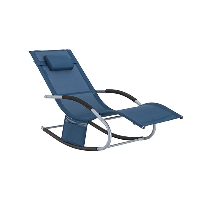 transat de jardin ogs28-nb sobuy - chaise longue avec appui-tête et pochette latérale - bleu marine - confortable