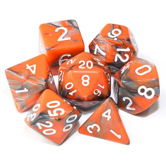 Getuse Lot De 25 Dés Polyédriques – Acrylique Orange – Étui De Rangement – Pour Jeux De Rôle Et Jeux De Société