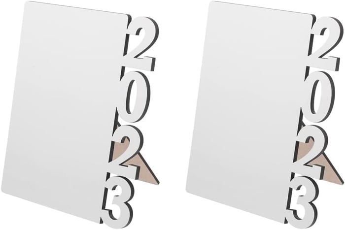 Lot De 2 Cadres Photo Vierges Sublimation LED Avec Base Bois - Impression Personnalisée Pour Cadeaux