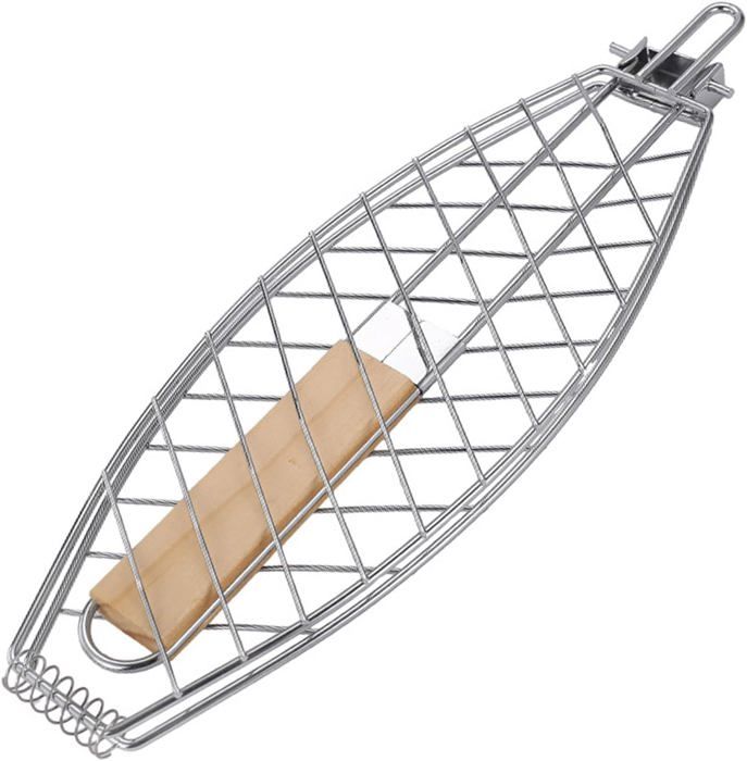 Panier Grille Barbecue Inox Avec Poignée - Panier à Poisson Et Grillades, Pliable