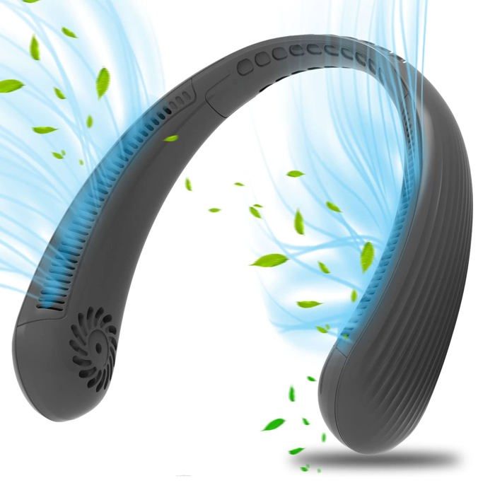 Ventilateur cou PortableUSB Ventilateur 2200mAh sans lame Silencieux personne Collier Ventilateur Nuque Refroidisseur(Noir) - Zeminpeoel