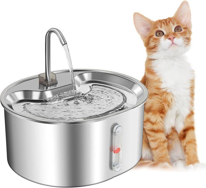 Comparer les prix de Fontaine À Eau Pour Chats En Acier Inoxydable, 108Oz/3,2L Distributeur Ultra Silencieux Avec Filtres Pour Chats, Chiens Et Au[Y301]