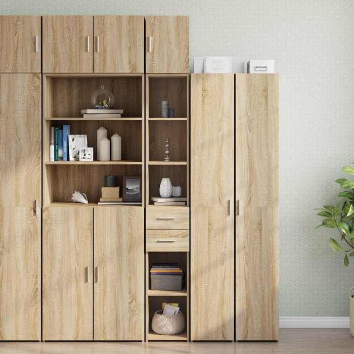 vidaXL Armoire de rangement mince chêne sonoma 30x425x225 cm armoire de rangement de salle de bain unité de rangement de 3281268