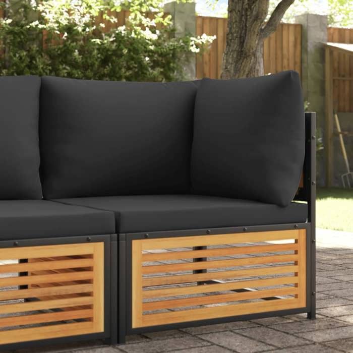 vidaXL Canapé dangle de jardin avec coussins bois massif dacacia