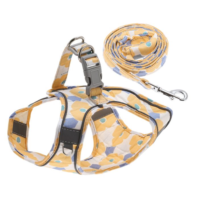 Comparer les prix de Kit harnais et laisse X AUTOHAUX avec bande réfléchissante Harnais réglable à scratch pour chiot chaton chien chat L Orange