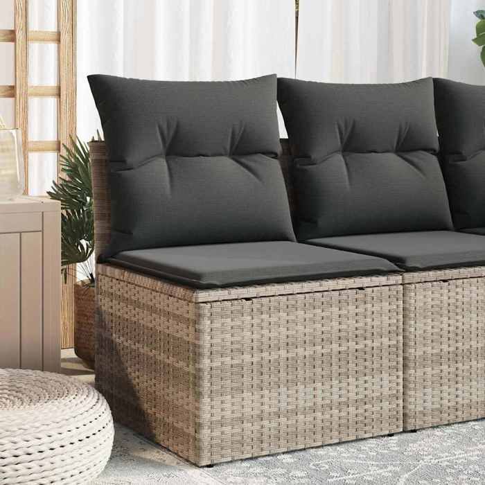 vidaXL Chaise de Jardin sans Accoudoirs avec Coussins Siège avec Housse Meuble de Terrasse Patio Balcon Extérieur Gris 366190