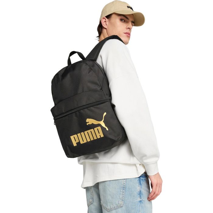 PUMA Sac à dos noir pour femme et homme - Phase Backpack Puma Black - Gold - No. 1 Logo 292177