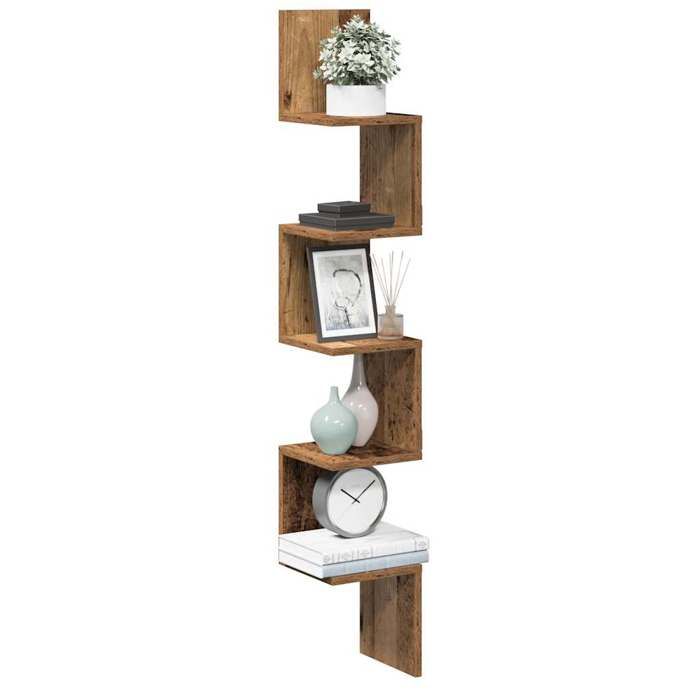 vidaXL Étagère dangle murale vieux bois 20x20x1275 cm étagère murale étagère suspendue étagère murale suspendue 856614