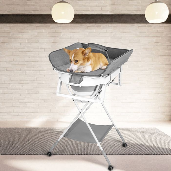 Meilleurs prix pour Baignoire pour Chien Station de Baignade pour Animaux3 hauteurs d’engrenage Avec Étagère de Rangement Avec Roulettes