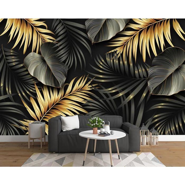 Papier Peint Panoramique Lignes De Feuilles De Plantes Tropicales ...