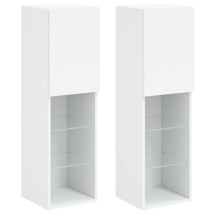 Printemps/été 2025 Meubles TV avec lumières LED 2 pcs - JM - MEUBLE DE SEJOUR - grande taille - blanc 30 5x30x102 cm EU4692