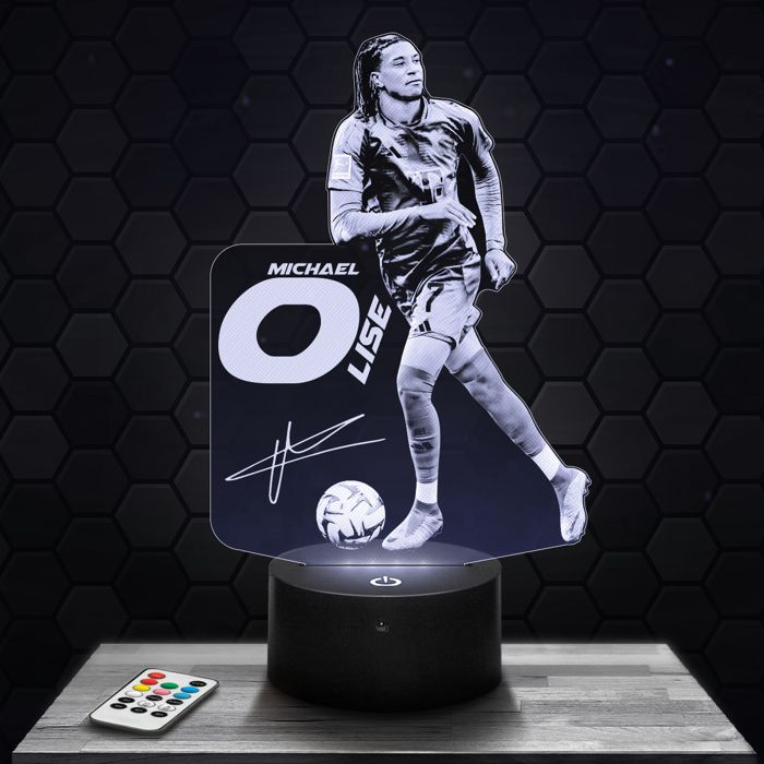 Lampe 3D - Michael Olise Bayern Munich - Accessoire Figurine Cadeau Michael Olise - Veilleuse Led Tactile avec socle au choix