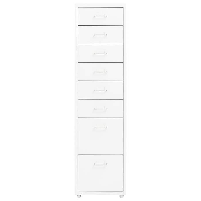 Blanc Classeur mobile Armoire de classement CLARENCE Blanc 28x41x109 cm Métal LV1187