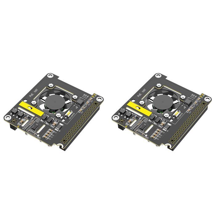 2X HAT PoE pour 5 avec Ventilateur de Refroidissement/Module Informatique 5 avec Lumière LED à Décoloration AutomatiqueNoir