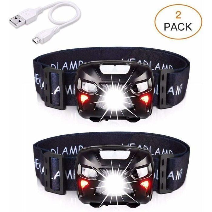 Lampe Frontale Led Rechargeable USB Torche Frontale Puissante avec 400LM 8 Modes d’Eclairage IPX4 Étanche Détecteur de Mouvement