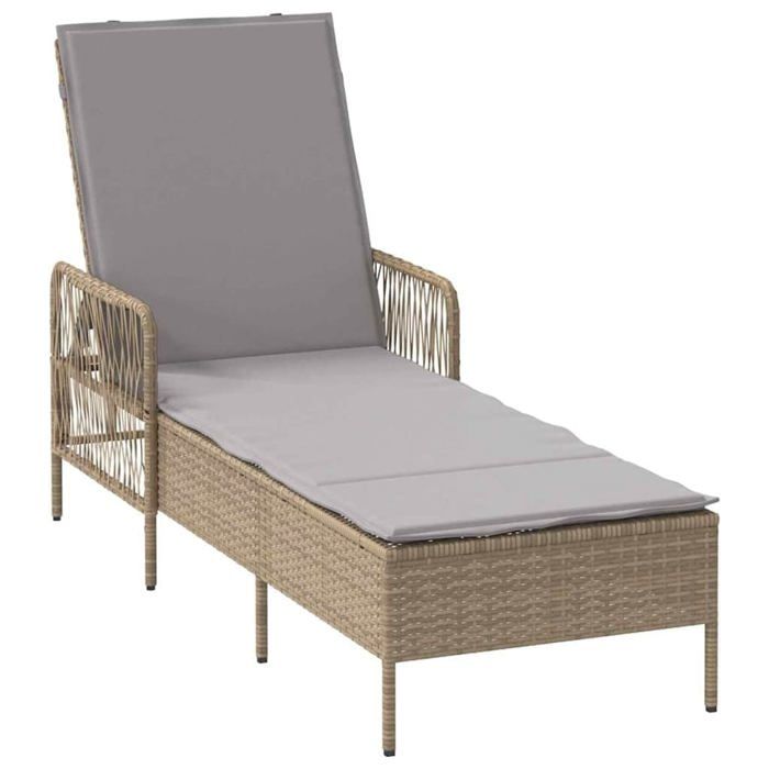 vidaXL Chaise longue PE Rattan 157 x 55 x 92 cm Pliable - vue 8