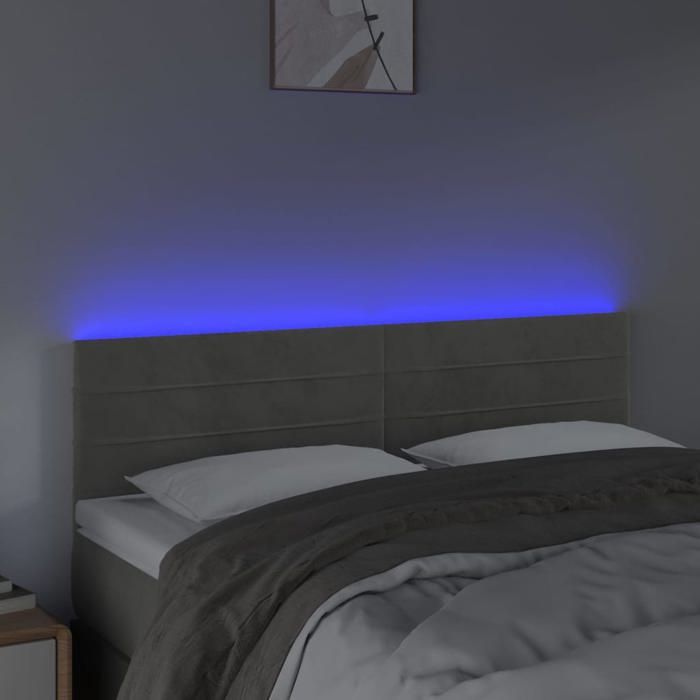 Printemps 2026 SoldesTête de lit à chambre - desgin classique - à LED Gris clair 144x5x78/88 cm Velours 2_219424