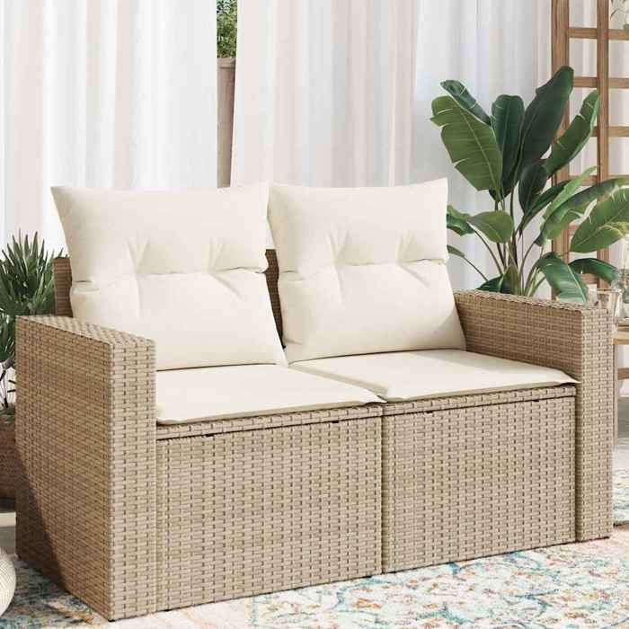 SALE 2026 Canapé de jardin Beige - Canapé de jardin avec coussins 2 places beige résine tressée PRO505796617