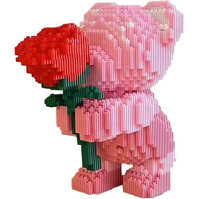 Blocs de Construction Ours avec Rose, 20cm, Briques de Construction ...