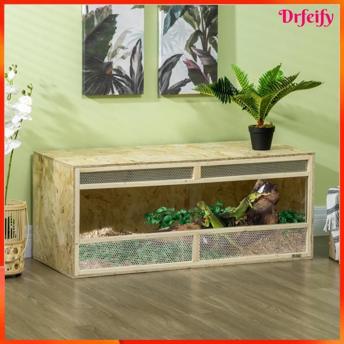 Meilleurs prix pour Terrarium pour reptiles - AKOZON - 8192 - 120×50×50 cm - OSB anti‑humidité - Portes coulissantes verre trempé