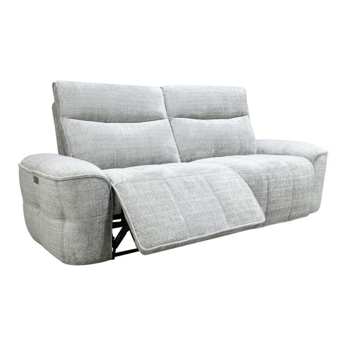 Canapé relax électrique 3 pl. 213 cm en tissu gris clair – CALM Meubletmoi Canapé relax électrique 3 pl. 213 cm en tissu gris clair – CALM Meubletmoi