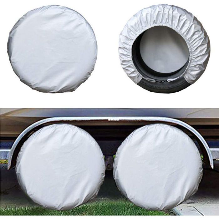 Housses de pneus camping-car - Virex® - Lot de 4 - Argent - Protection UV - Imperméable - Oxford résistant