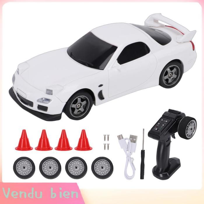 Garosa Voiture de dérive RC Drift RC Car 2.4G 1/43 échelle 4WD 25 KM/H avec lumières LED et 7 lumières jouets electrique Blanc