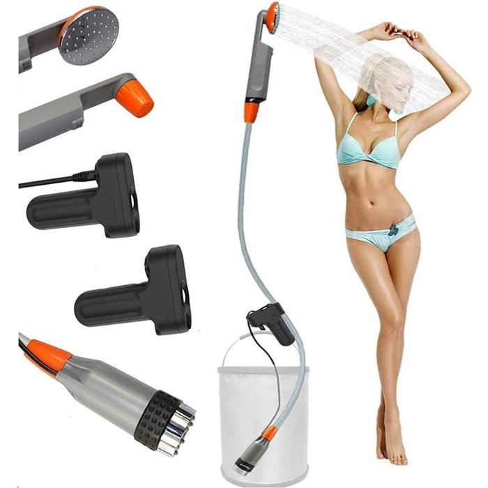 Douche de camping portable - Zooma - Douchette extérieure - Tuyau 18 m - Batterie rechargeable USB 2200 mAh