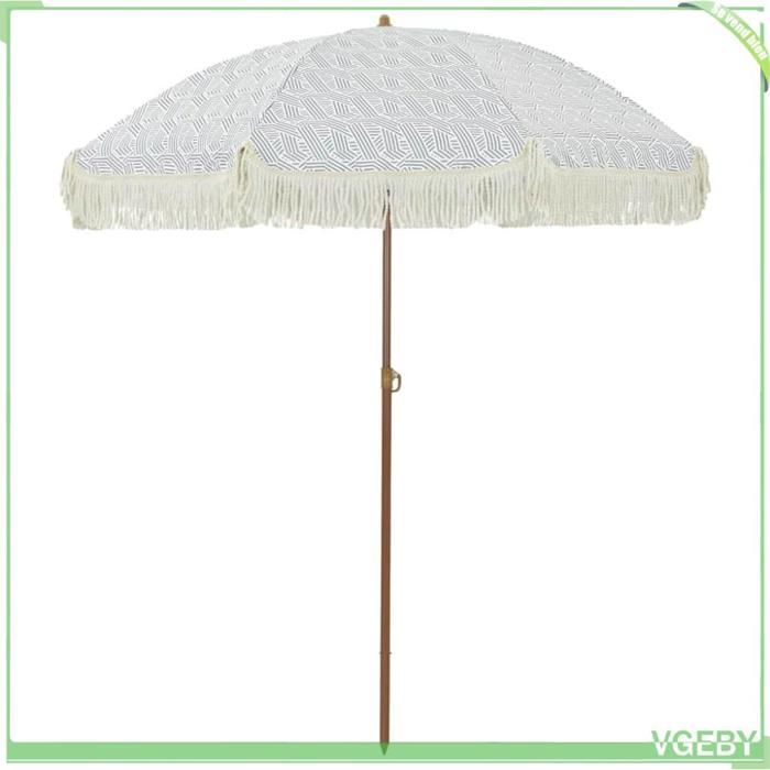 Parasol de plage - FAFEICY - 42006681 - Gris et blanc - 160 x 160 x 196 cm - Anti-UV inclinable