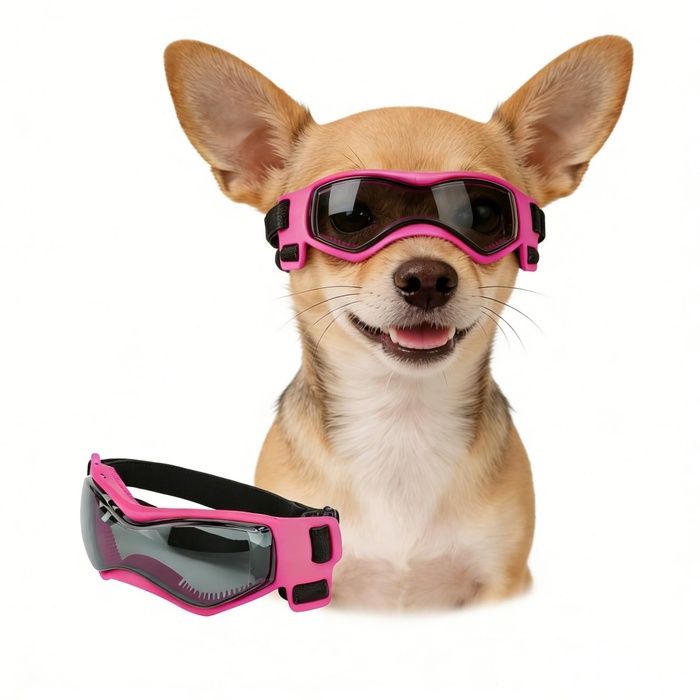 Lunettes pour Chiots Anti-UV Coupe-Vent Anti-buée Lunettes pour Animaux de Compagnie Cadre Souple Rose Rose(Cadre Souple) LUNETTES