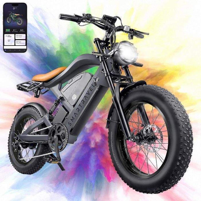 Vélo Électrique Fat Bike 20 – SMARTRAVEL ZM22 – Moteur 1500W – Batterie 48V 27AH – APP compatible – Jusquà 80km – Gris
