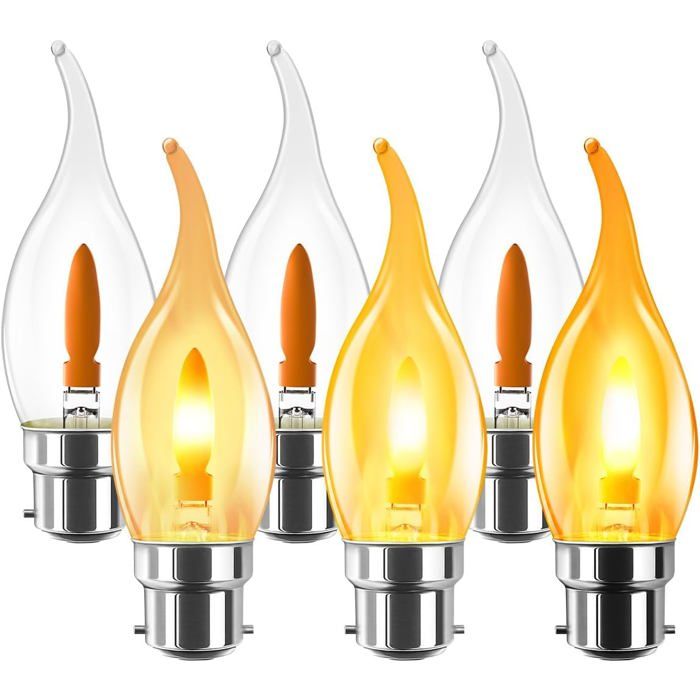 Ampoule B22 Led à Filament 1W Ampoule B22 Blanc Chaud Ampoules Simulant des Flamme Ondulantes Non-dimmable Lot de 6 Bombillas