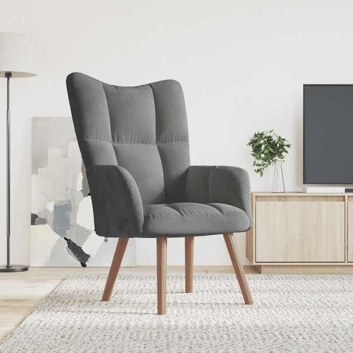 Chaise intérieure moderne vidaXL Fauteuil de relaxation Gris foncé Velours(7992）