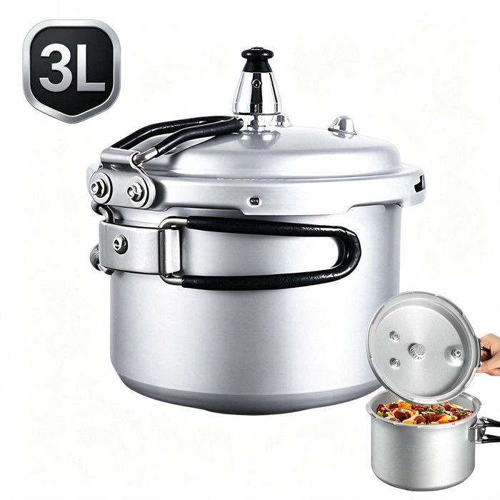 Autocuiseur Camping 3L Aluminium Poignées Pliables Compact & Léger Pour Gaz & Randonnée Cuisson Rapide