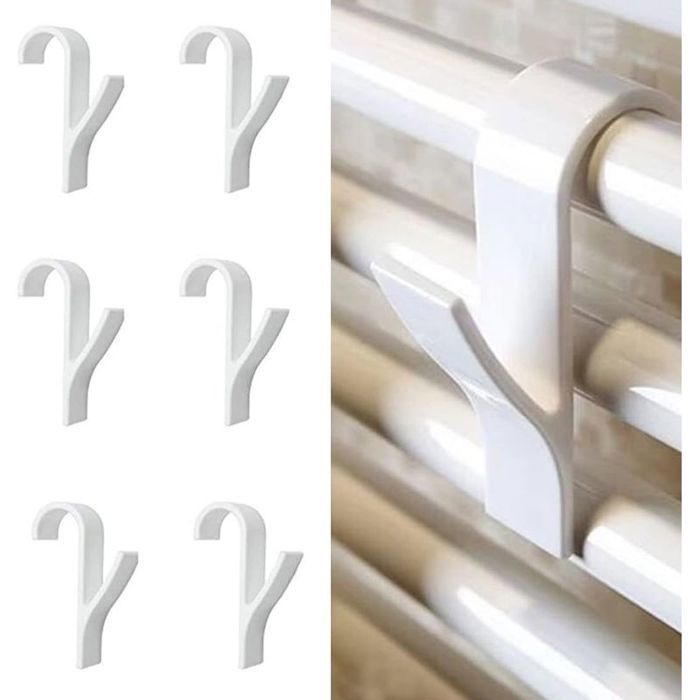 Lot de 6 Crochets Porte-Serviette pour Radiateur de Salle de Bain Plastique Crochet Radiateur Sèche Serviette pour Rad