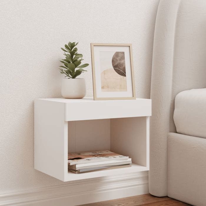 CONFORTHA®Table de chevet murale avec lumières LED blanc - Meuble HIFI (9026)