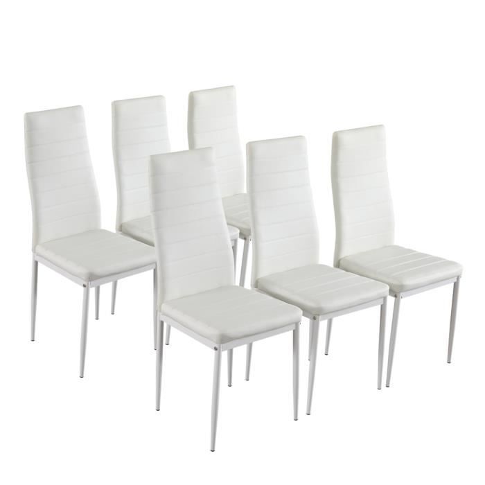 Lot de 6 Chaises de salle à manger pour Salon Chambre Cuisine Bureau Blanc