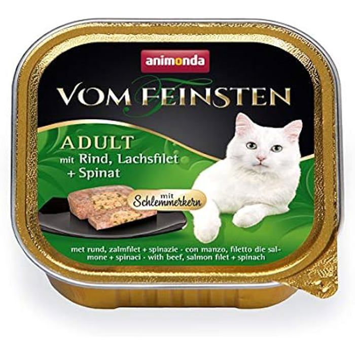 Meilleurs prix pour Nourriture humide pour chat - ANIMONDA VOM FEINSTEN - Cœur de bœuf - Filet de Saumon + épinards - 1 à 6 ans
