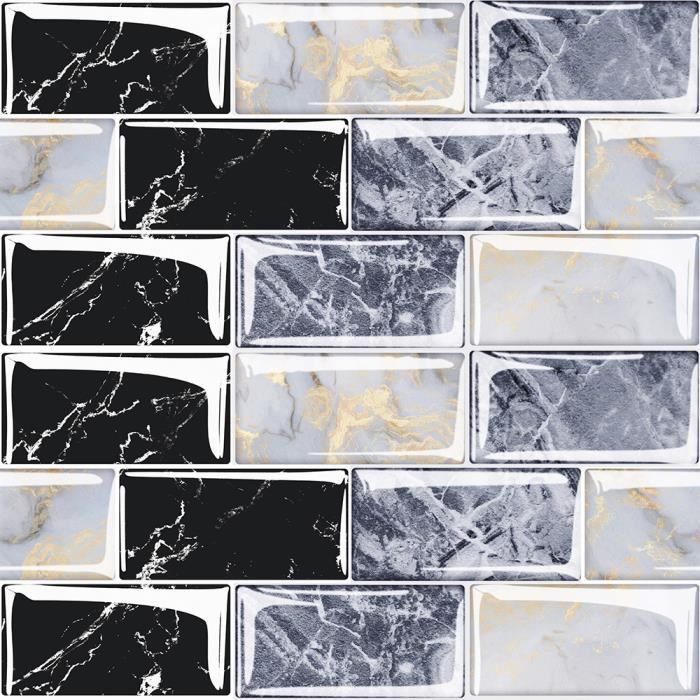10 Carreaux Adhésifs Marbre Bleu 30x30 Cm - Pour Crédence Cuisine & Salle De Bain | Vinyle Résistant | Pose Facile