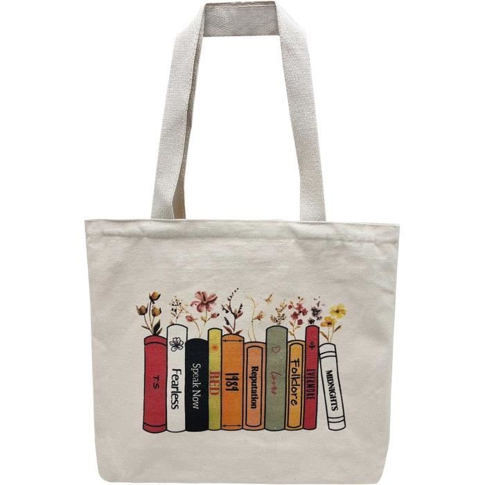 TOPJOWGA Sac En Tissu, Sac En Tissu Imprimé, Sac En Tissu, Sacs Réutilisables Pour L'épicerie, Sac à Bandoulière, Sac En Coton, Sac à Provisions Sac