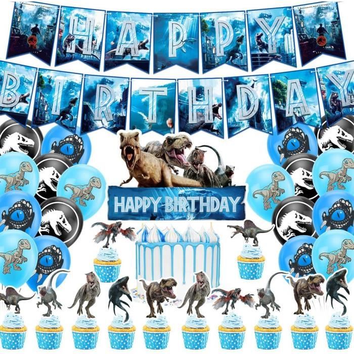 MEZHEN Ballons Jurassic Anniversaire Décoration Dinosaure Ballons En Latex Décoration De Gâteau Animaux Bannière Happy Birthday Fête D'anniversaire