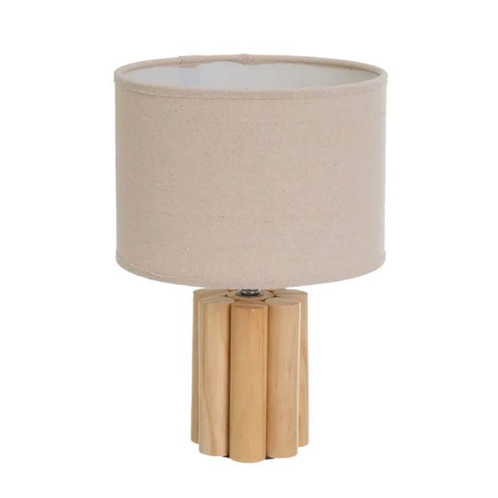 Lampe beige en bois de pin 29 cm