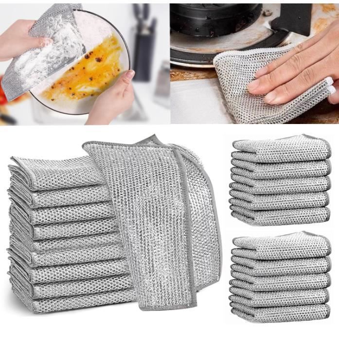 Lot De 5 Chiffons De Vaisselle Multifonctionnels En Fil Métallique Pour
