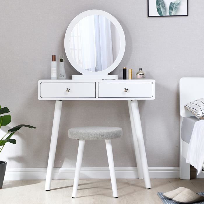 Tiroir Miroir Rond Style Moderne Table, Vanity Desk Without Mirror