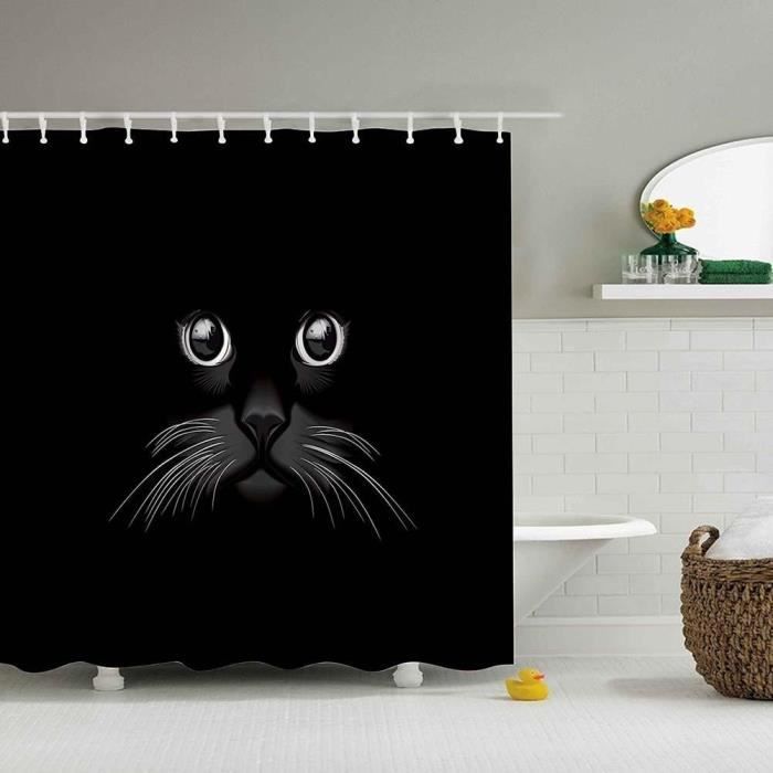 Rideau De Douche Imprime Chat Noir Impermeabilisez Les Oeillets De Rideau De Douche En Tissu De Polyester Avec Tissu Anti Moisissure Achat Vente Rideau De Douche Cdiscount