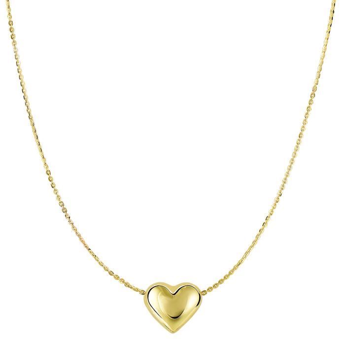 14K or Jaune sertis Coeur Pendentif Charme Collier